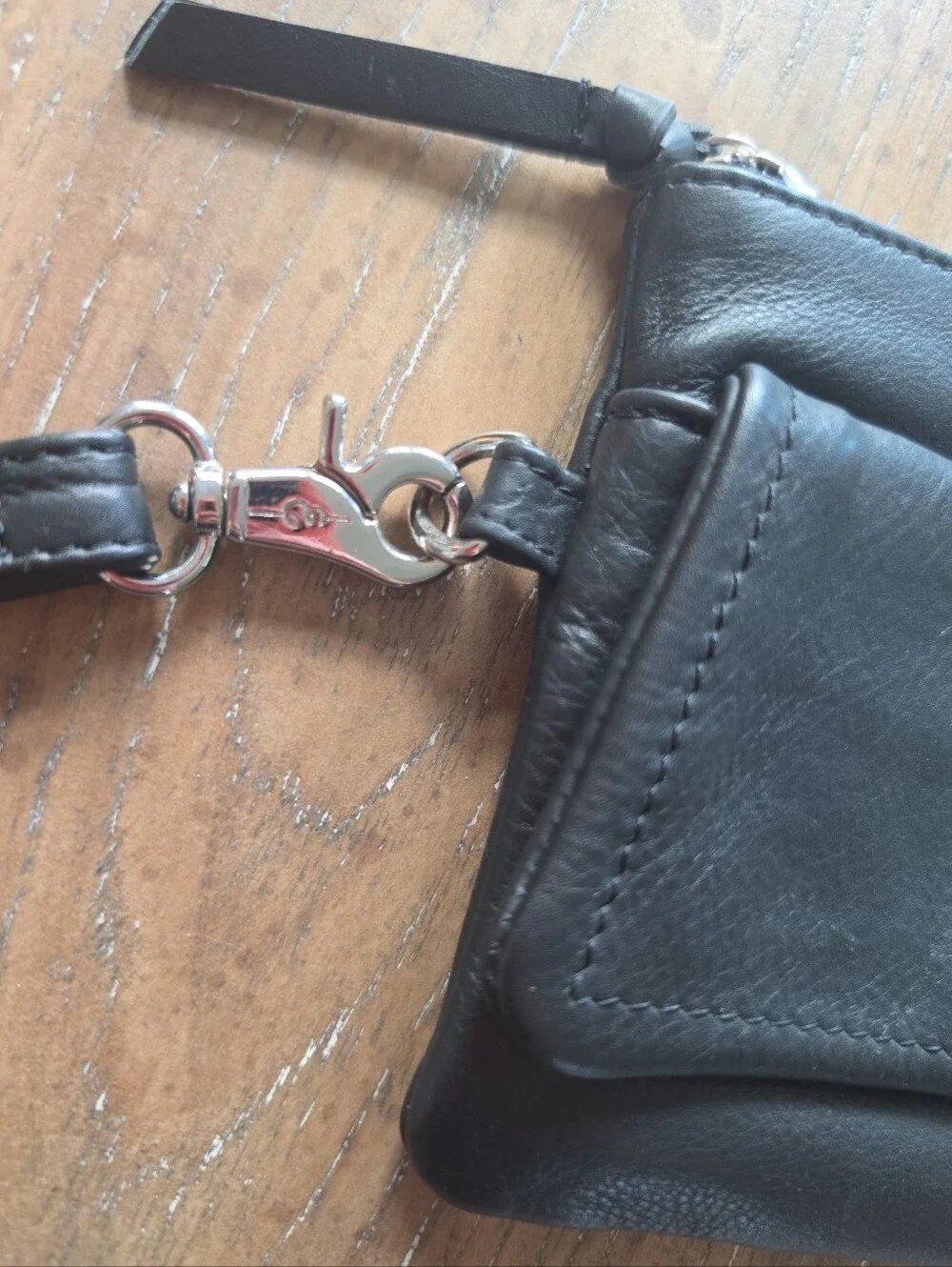 DAY & MOOD Anthropologie Denmark Black Leather Clutch Wristlet